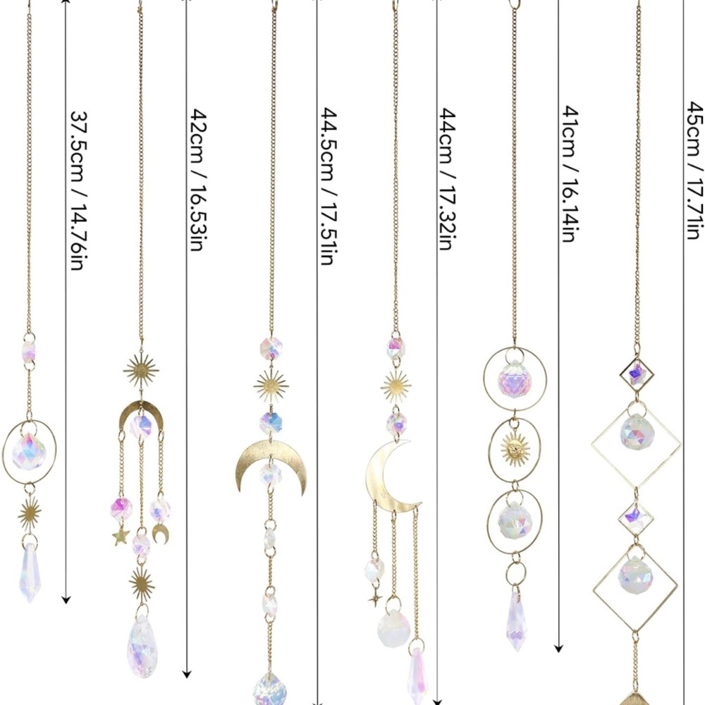 Boho Crystal Suncatcher Moon Chain Pendant Prisms for Window Party Garden Decor - Picture 6 of 7